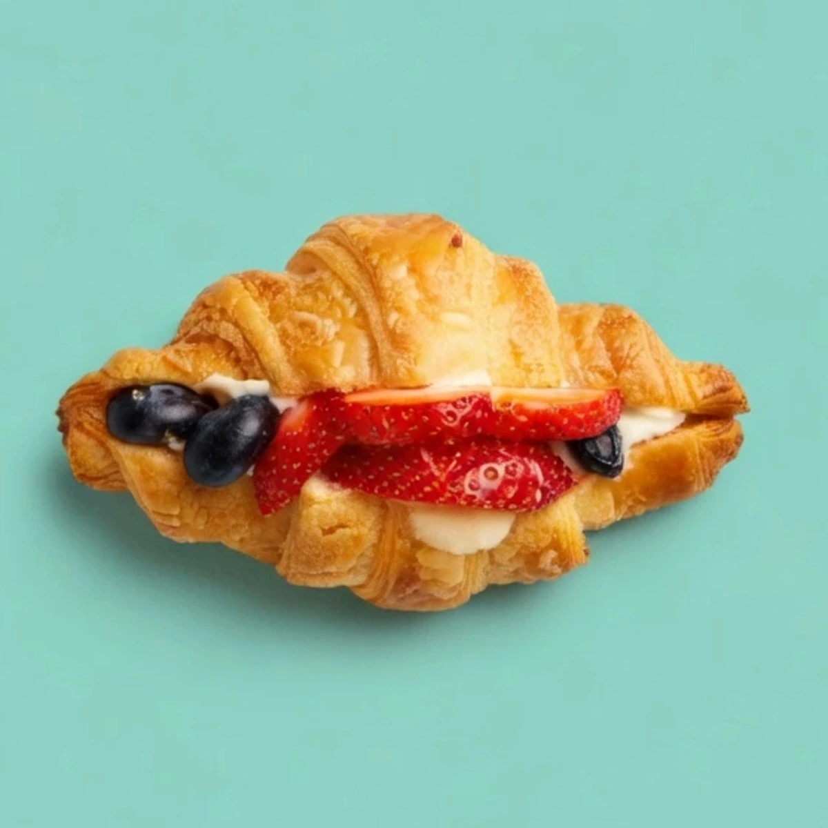 Мини-круассан с творожным кремом и ягодами