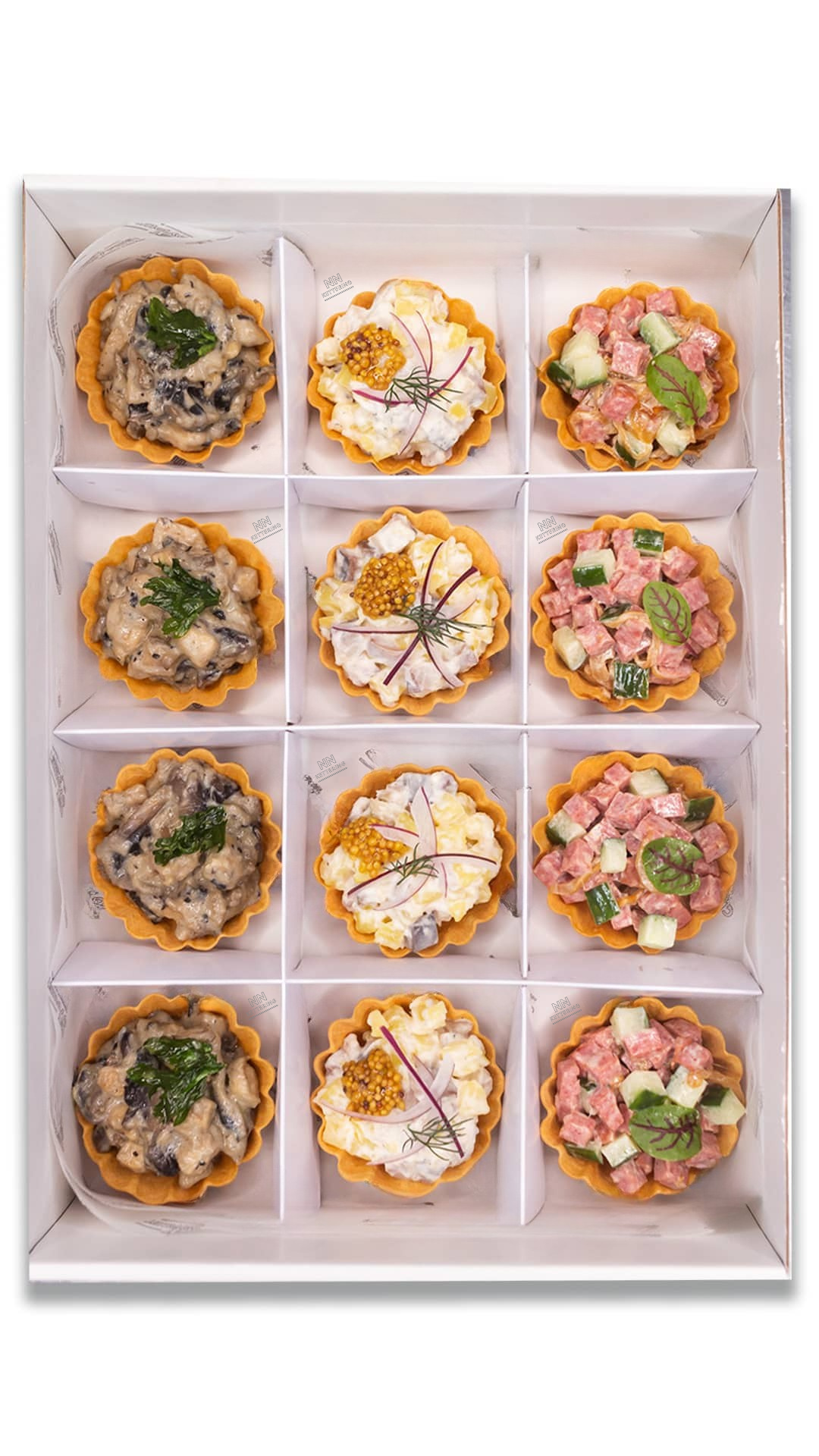 Ассорти тарталеток — курица, сельдь, колбаса