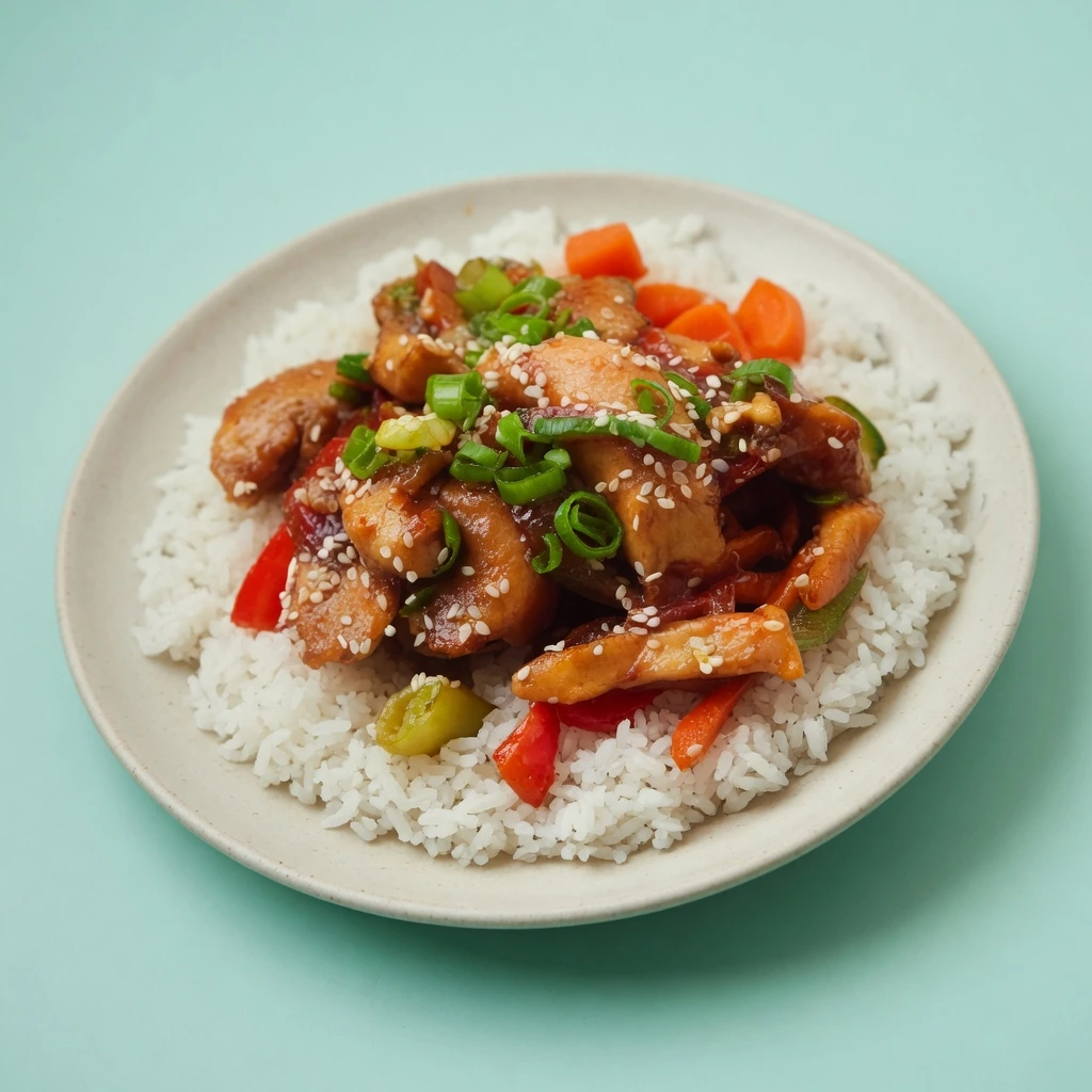 Курица терияки с рисом и овощами