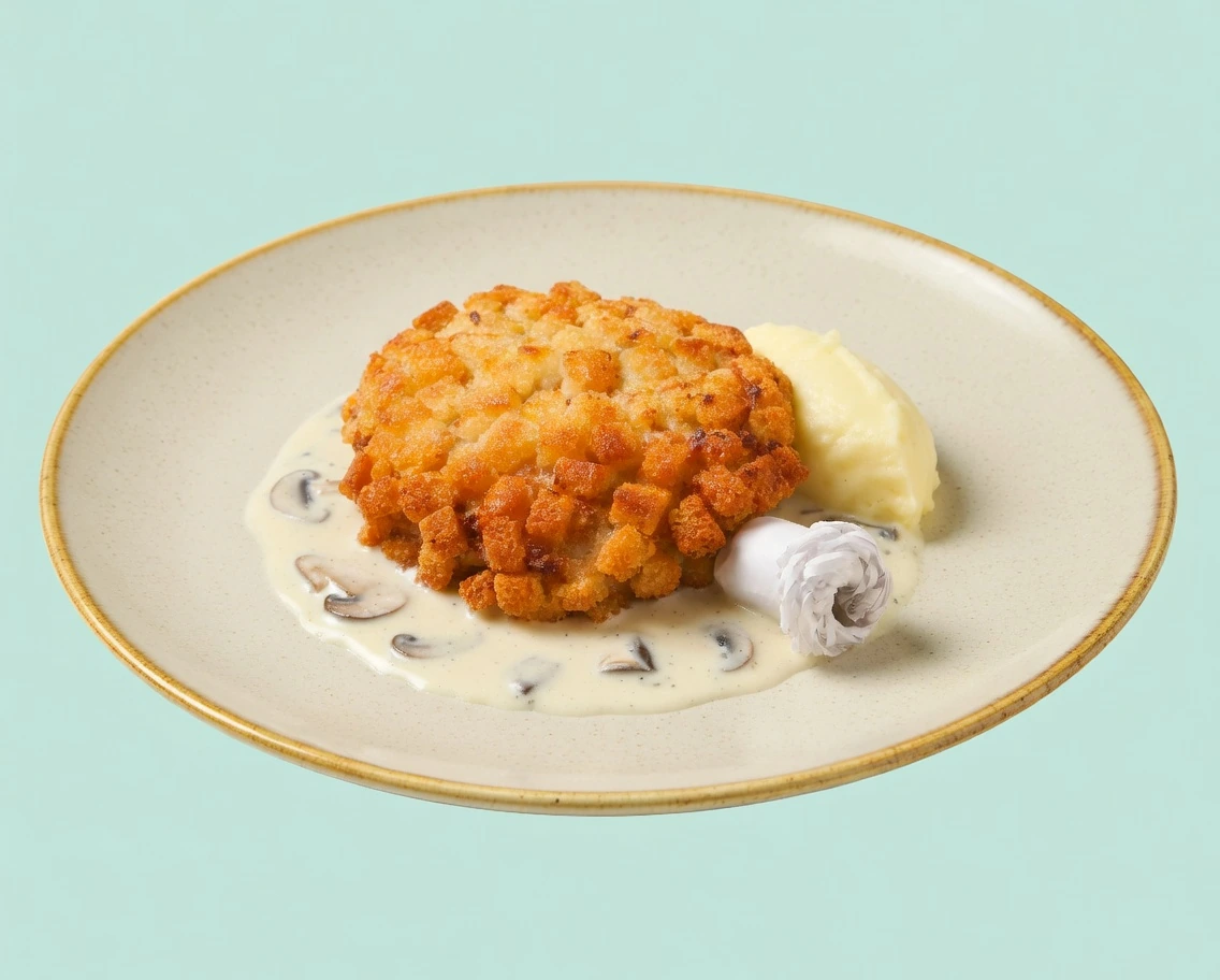 Пожарская котлета с грибным соусом