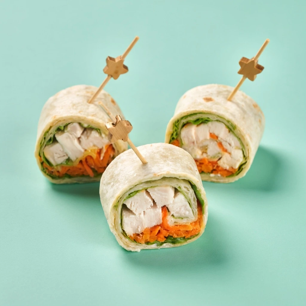 Мини-рулет из куриной грудки с морковью по-корейски